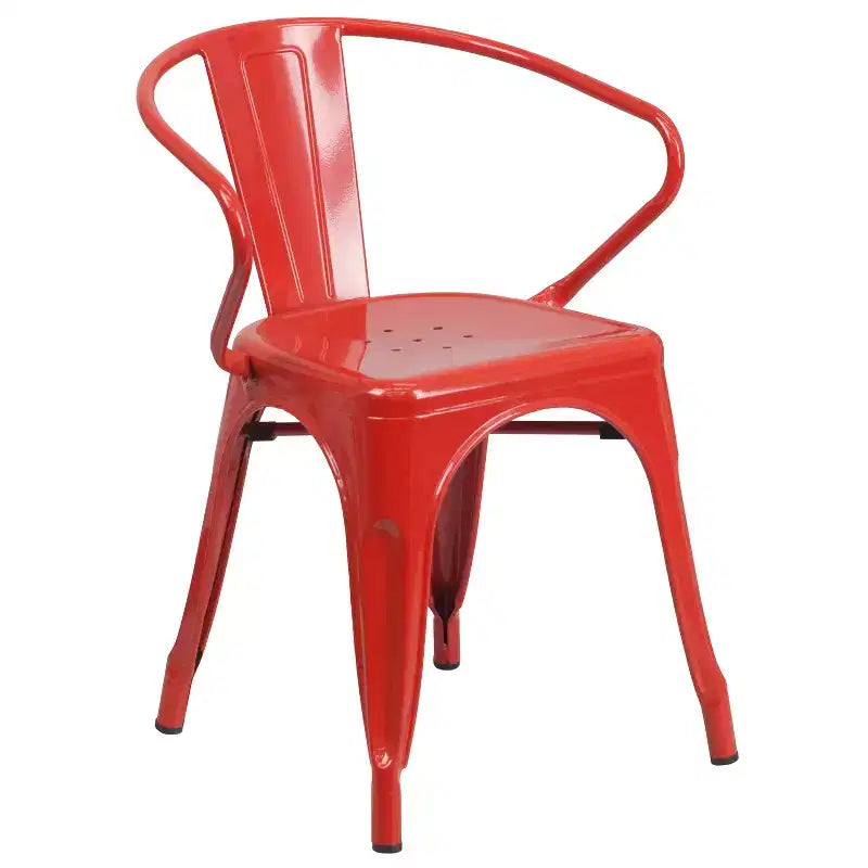Chaise Emma et Oliver avec accoudoirs, en métal, qualité commerciale, lot de 4, pour l'intérieur et l'extérieur