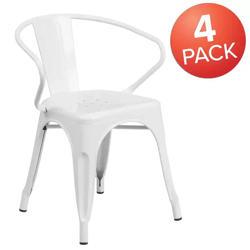 Chaise Emma et Oliver avec accoudoirs, en métal, qualité commerciale, lot de 4, pour l'intérieur et l'extérieur