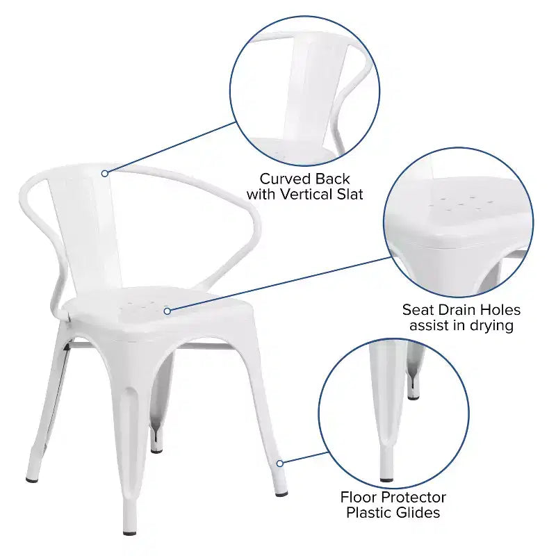 Chaise Emma et Oliver avec accoudoirs, en métal, qualité commerciale, lot de 4, pour l'intérieur et l'extérieur