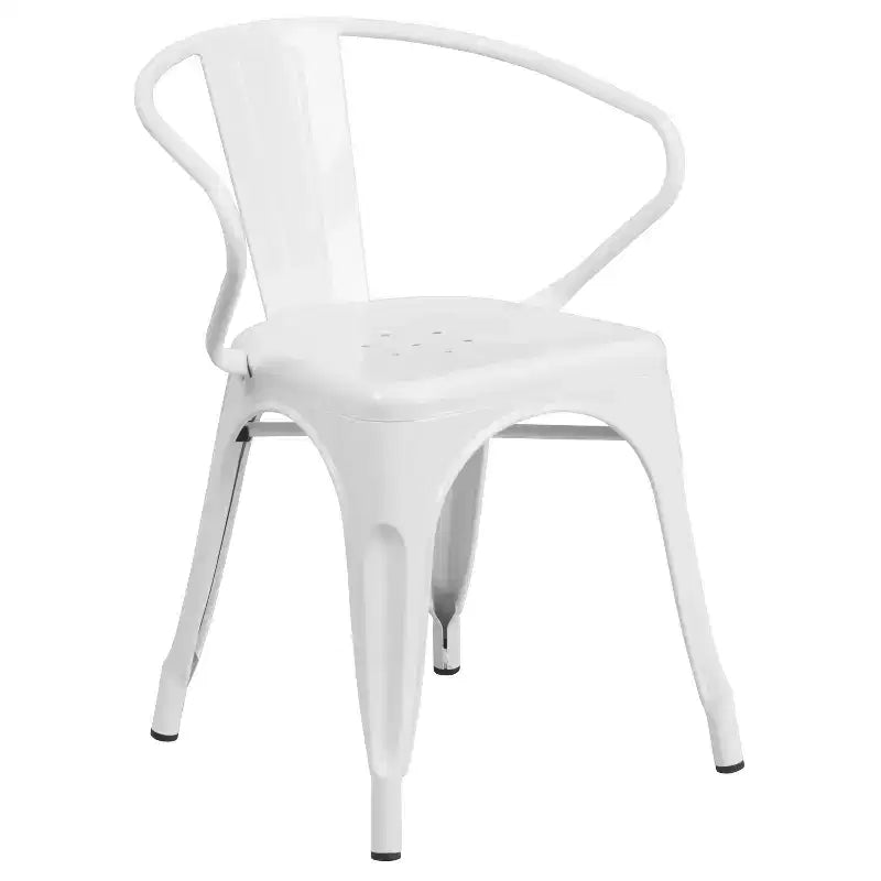 Chaise Emma et Oliver avec accoudoirs, en métal, qualité commerciale, lot de 4, pour l'intérieur et l'extérieur