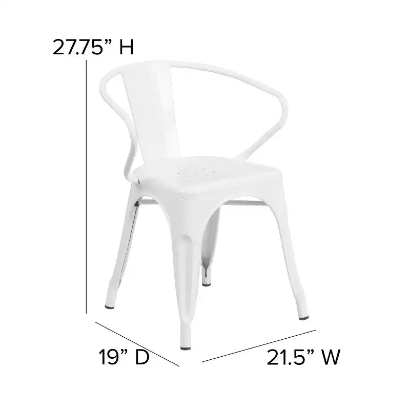 Chaise Emma et Oliver avec accoudoirs, en métal, qualité commerciale, lot de 4, pour l'intérieur et l'extérieur