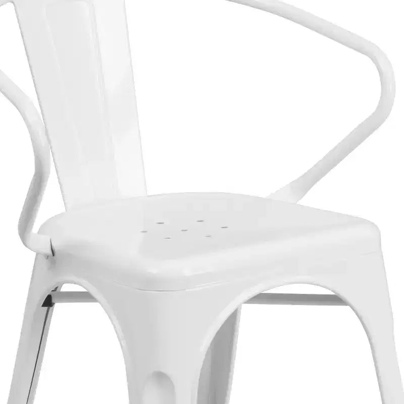 Chaise Emma et Oliver avec accoudoirs, en métal, qualité commerciale, lot de 4, pour l'intérieur et l'extérieur