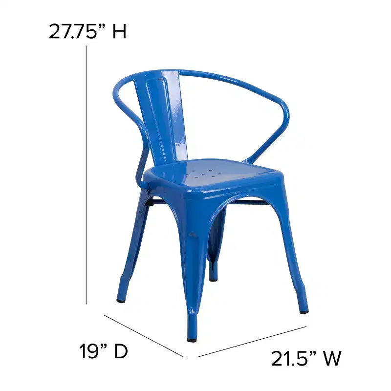 Chaise Emma et Oliver avec accoudoirs, en métal, qualité commerciale, lot de 4, pour l'intérieur et l'extérieur