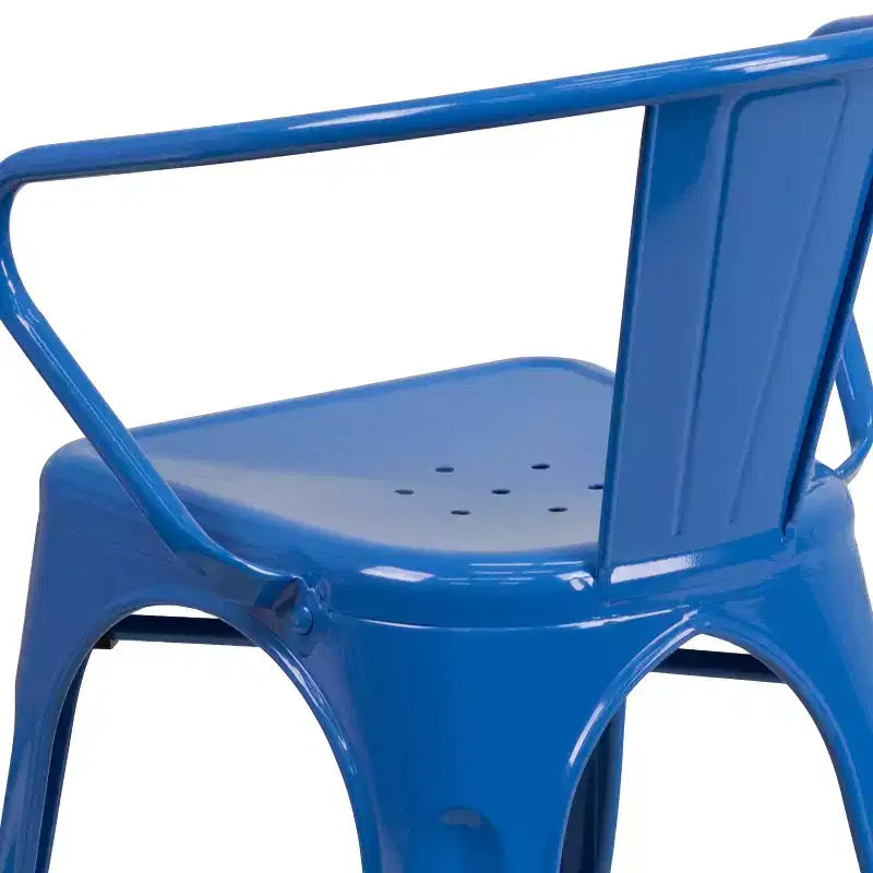 Chaise Emma et Oliver avec accoudoirs, en métal, qualité commerciale, lot de 4, pour l'intérieur et l'extérieur
