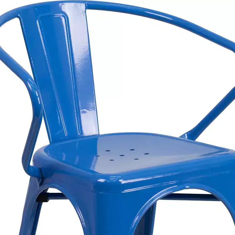 Chaise Emma et Oliver avec accoudoirs, en métal, qualité commerciale, lot de 4, pour l'intérieur et l'extérieur