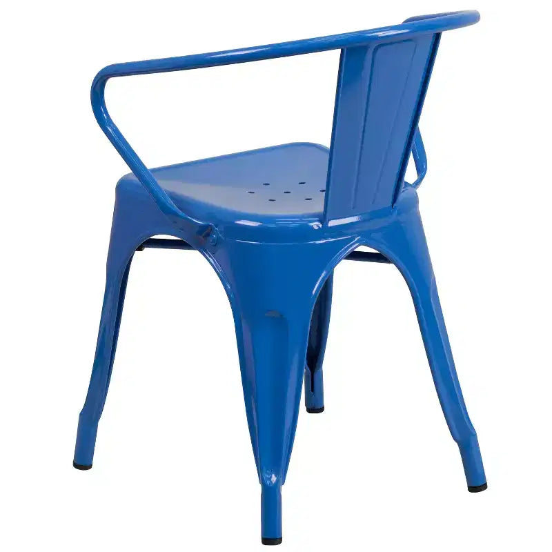Chaise Emma et Oliver avec accoudoirs, en métal, qualité commerciale, lot de 4, pour l'intérieur et l'extérieur