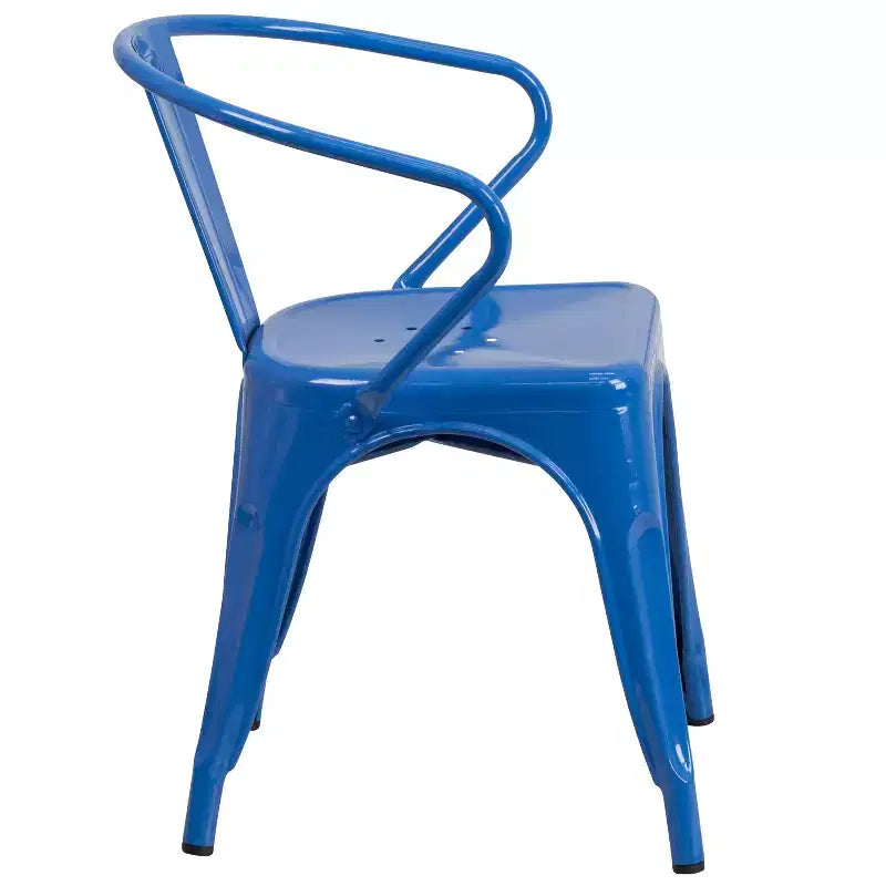Chaise Emma et Oliver avec accoudoirs, en métal, qualité commerciale, lot de 4, pour l'intérieur et l'extérieur