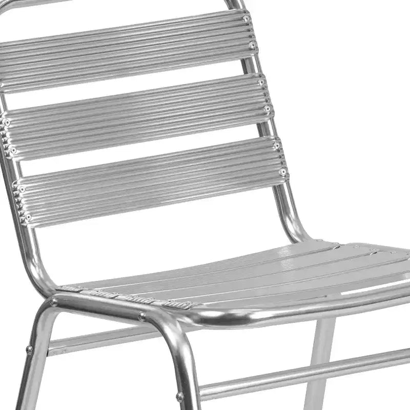 Emma et Oliver - Chaise empilable commerciale en métal pour restaurant, intérieur-extérieur, lot de 4 - Dossier à triple barreau