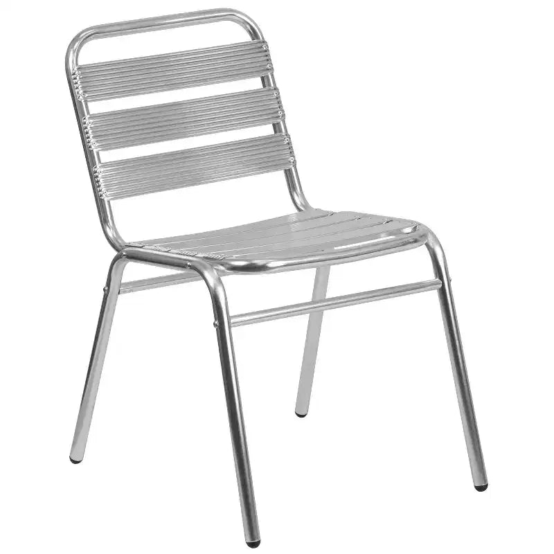 Emma et Oliver - Chaise empilable commerciale en métal pour restaurant, intérieur-extérieur, lot de 4 - Dossier à triple barreau