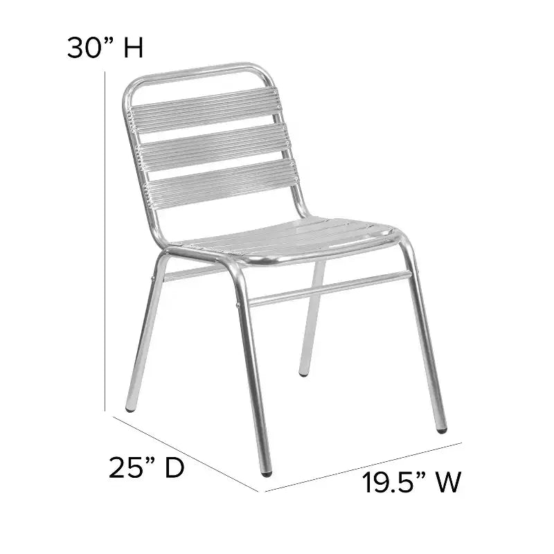 Emma et Oliver - Chaise empilable commerciale en métal pour restaurant, intérieur-extérieur, lot de 4 - Dossier à triple barreau
