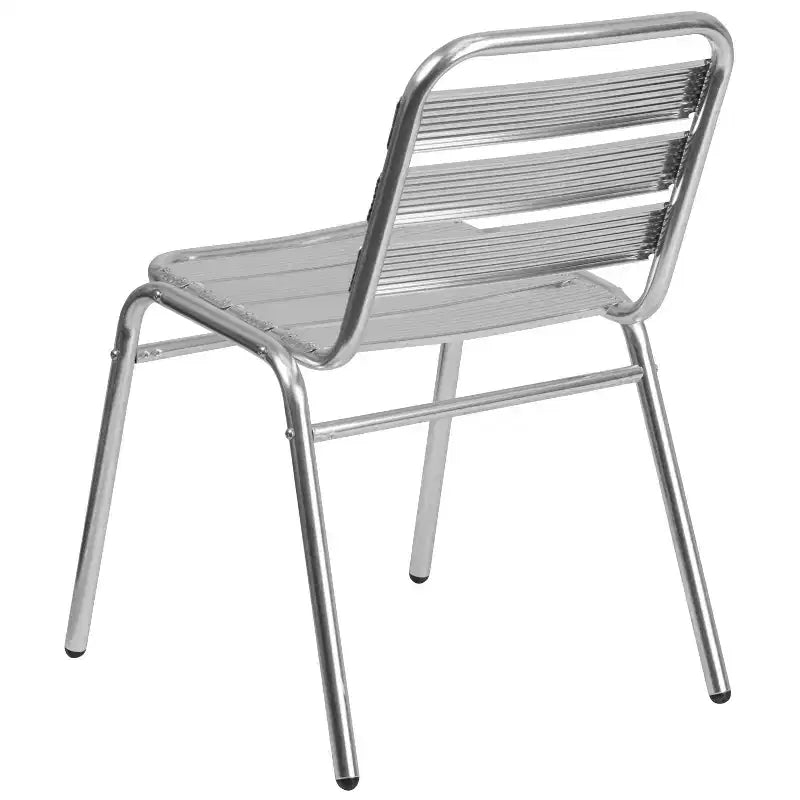 Emma et Oliver - Chaise empilable commerciale en métal pour restaurant, intérieur-extérieur, lot de 4 - Dossier à triple barreau