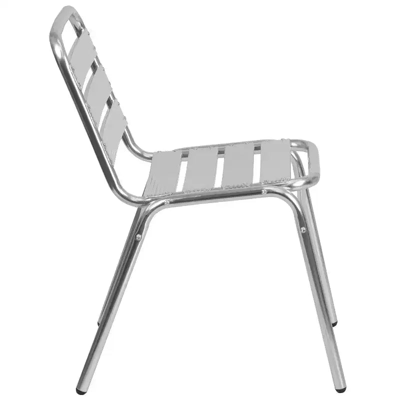 Emma et Oliver - Chaise empilable commerciale en métal pour restaurant, intérieur-extérieur, lot de 4 - Dossier à triple barreau