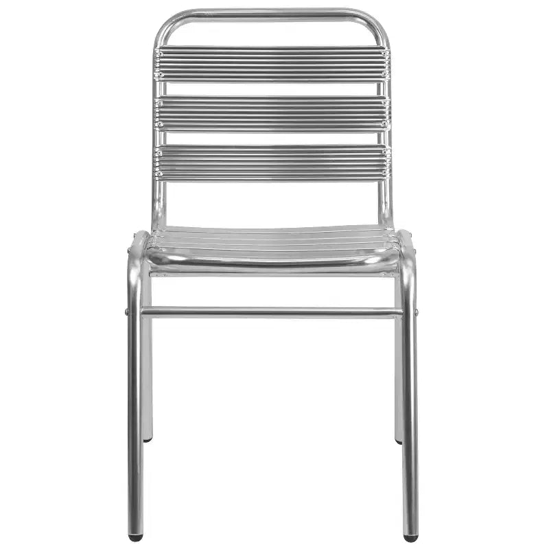 Emma et Oliver - Chaise empilable commerciale en métal pour restaurant, intérieur-extérieur, lot de 4 - Dossier à triple barreau