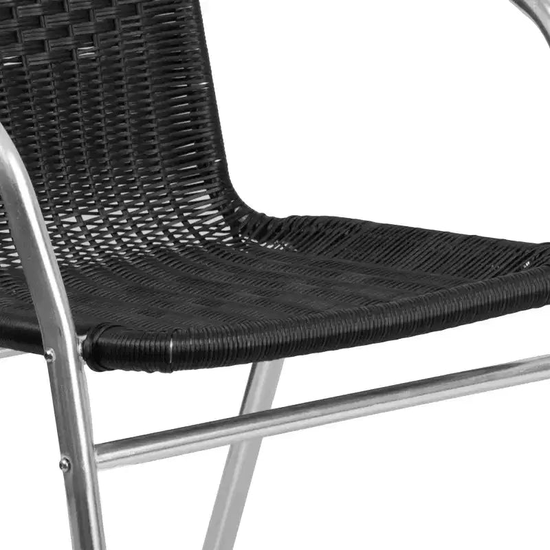 Chaise empilable Emma et Oliver, pack de 4, en aluminium et rotin, pour restaurant, intérieur-extérieur, usage commercial