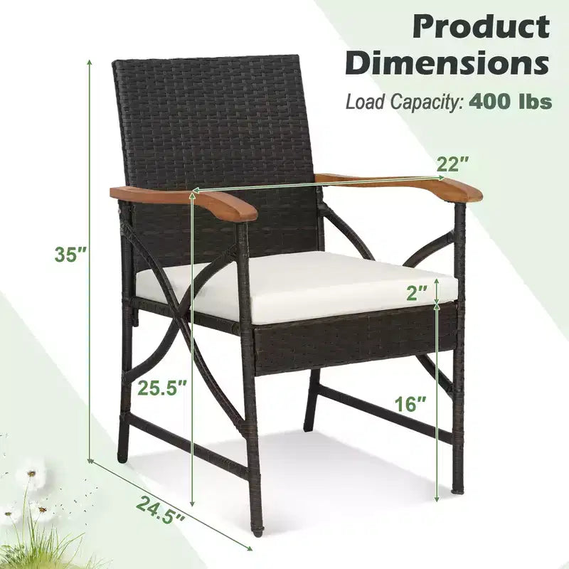 Costway Chaises de salle à manger en résine tressée 2/4 pièces avec coussins souples zippés Fauteuils Balcon
