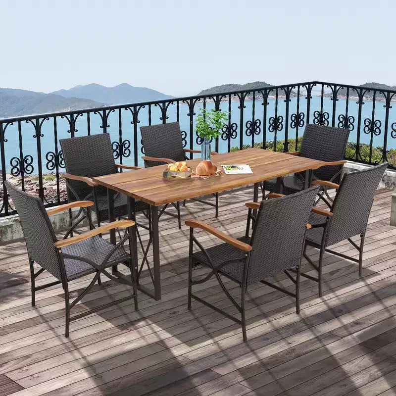 Costway Chaises de salle à manger en résine tressée 2/4 pièces avec coussins souples zippés Fauteuils Balcon