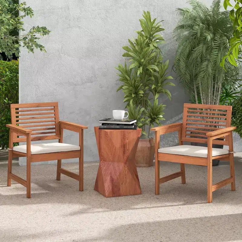 Chaise de salle à manger d'extérieur Costway Chaises de patio en bois massif avec coussins confortables