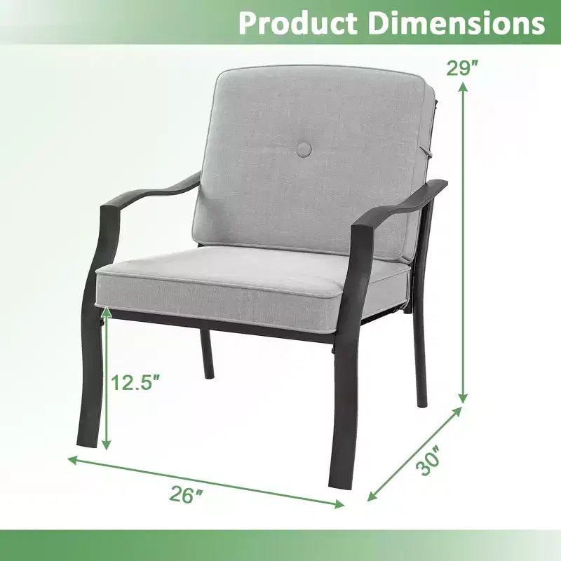 Costway Lot de 4 chaises de patio en métal pour l'extérieur, sièges de salle à manger robustes avec coussins, gris de jardin