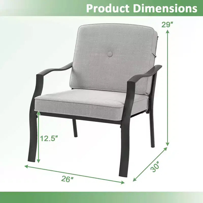Costway Lot de 2 chaises de patio en métal, sièges de salle à manger extérieurs robustes avec coussins, gris jardin