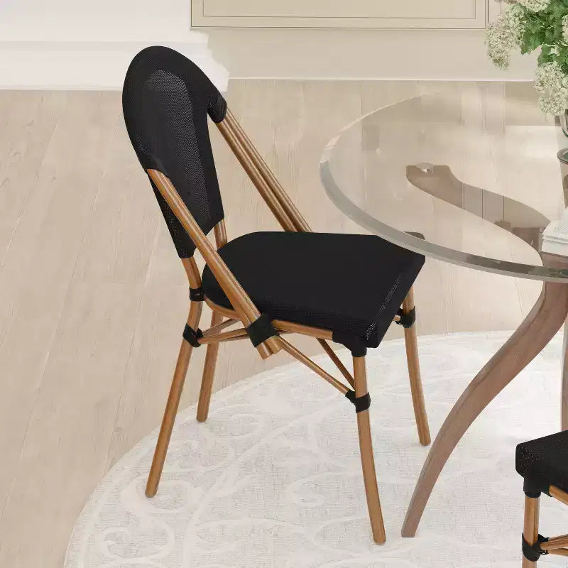 Chaises de bistrot empilables d'intérieur/d'extérieur Emma & Oliver Massalia avec siège en textilène et cadre en aluminium
