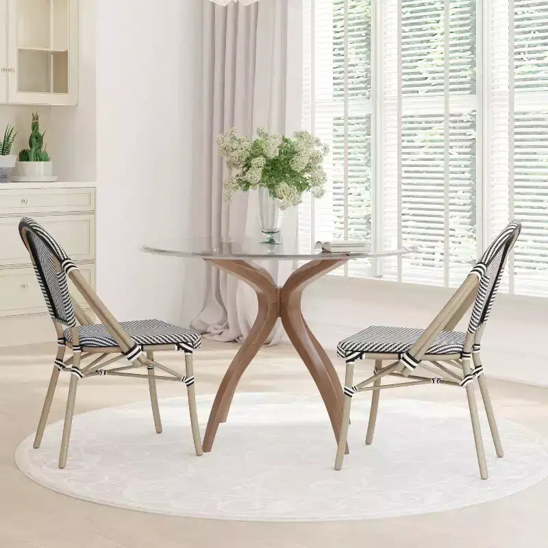 Chaises de bistrot empilables d'intérieur/d'extérieur Emma & Oliver Massalia avec siège en textilène et cadre en aluminium