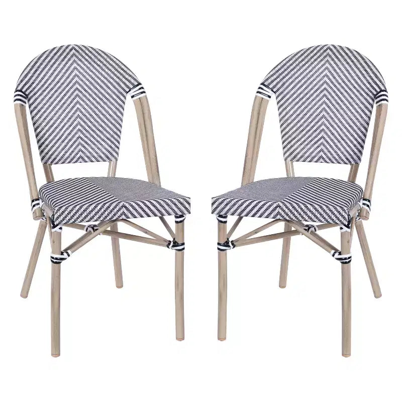 Chaises de bistrot empilables d'intérieur/d'extérieur Emma & Oliver Massalia avec siège en textilène et cadre en aluminium