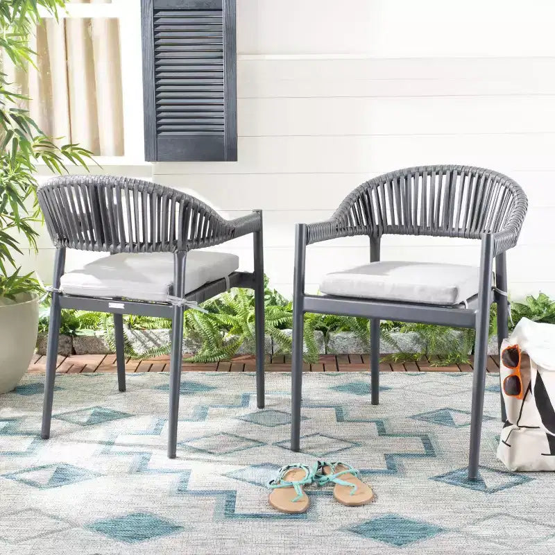 Chaises en corde Greer (lot de 2) - Intérieur/Extérieur - PAT4023 - Gris - Safavieh