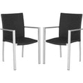 Cordova Stackable Arm Chair (Set Of 2) - Indoor/Outdoor - FOX5206 - Black - Safavieh