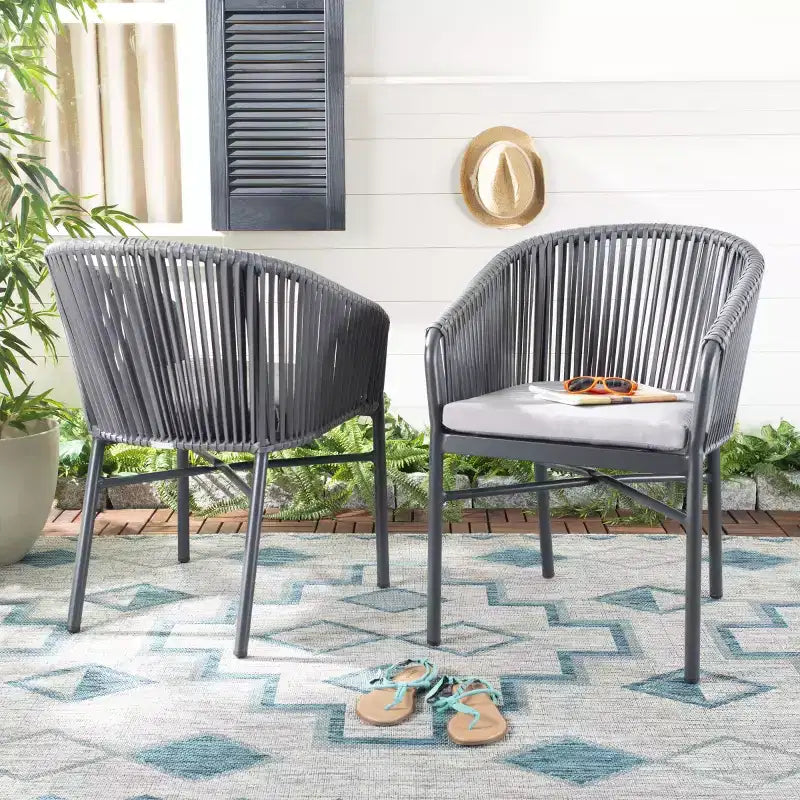 Chaises Matteo Rope (lot de 2) - Intérieur/extérieur - PAT4022 - Gris - Safavieh