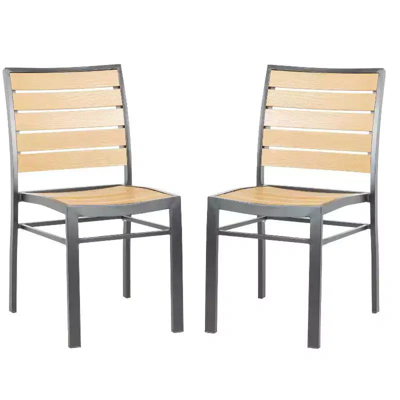 Koda Stackable Chair (Set Of 2) - Indoor/Outdoor - PAT4031 - Black/Brown - Safavieh