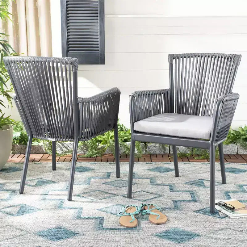 Chaise Paolo Rope (Lot de 2) - Intérieur/Extérieur - PAT4024 - Gris - Safavieh