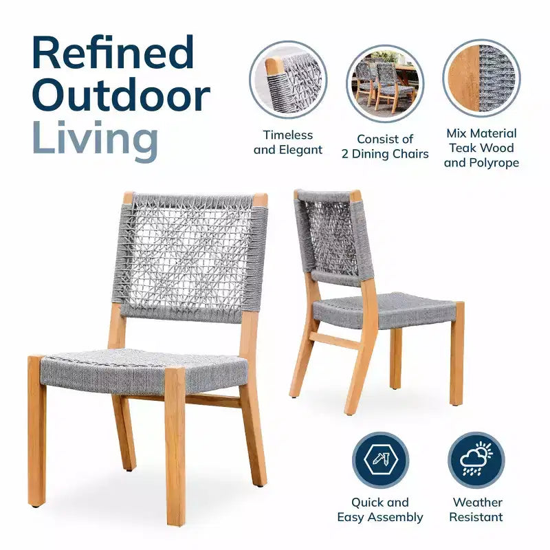Chaises de salle à manger d'extérieur Sonoma Lane Sheldon 2 pièces en bois de teck