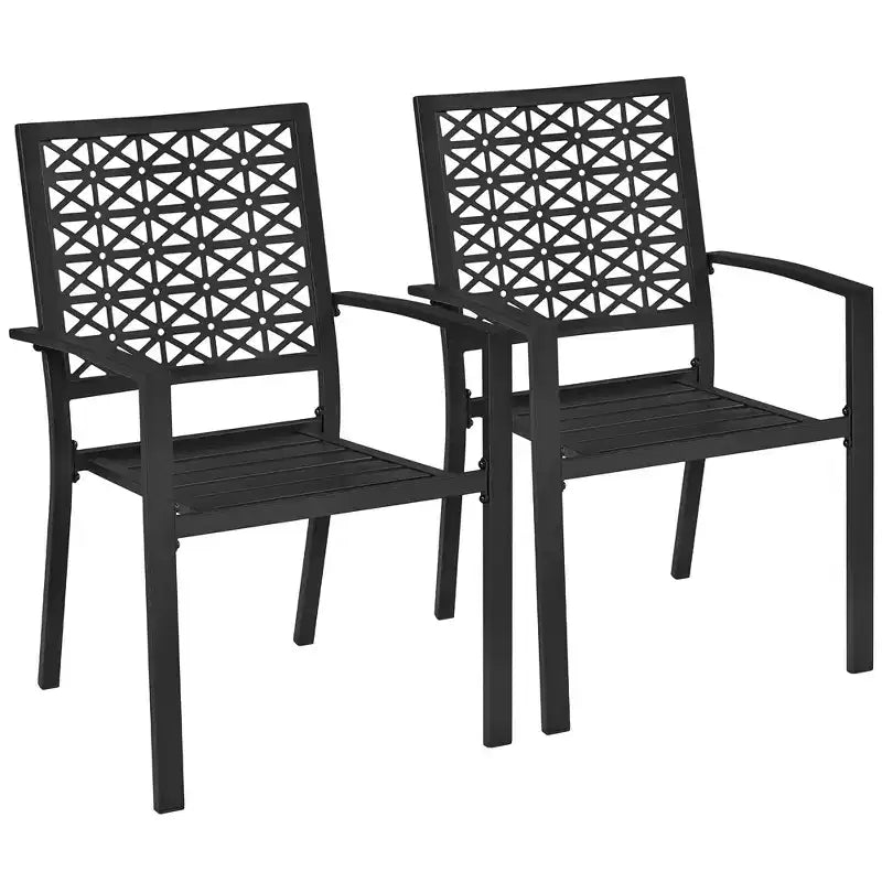 Yaheetech Set of 2 Outdoor Patio Dining Chairs, Black
