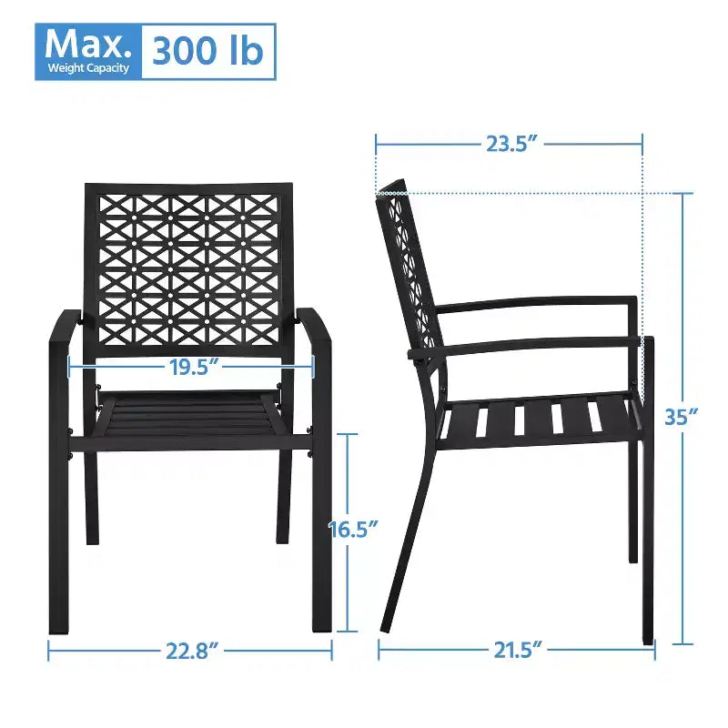 Yaheetech Lot de 2 chaises de salle à manger d'extérieur, Noir