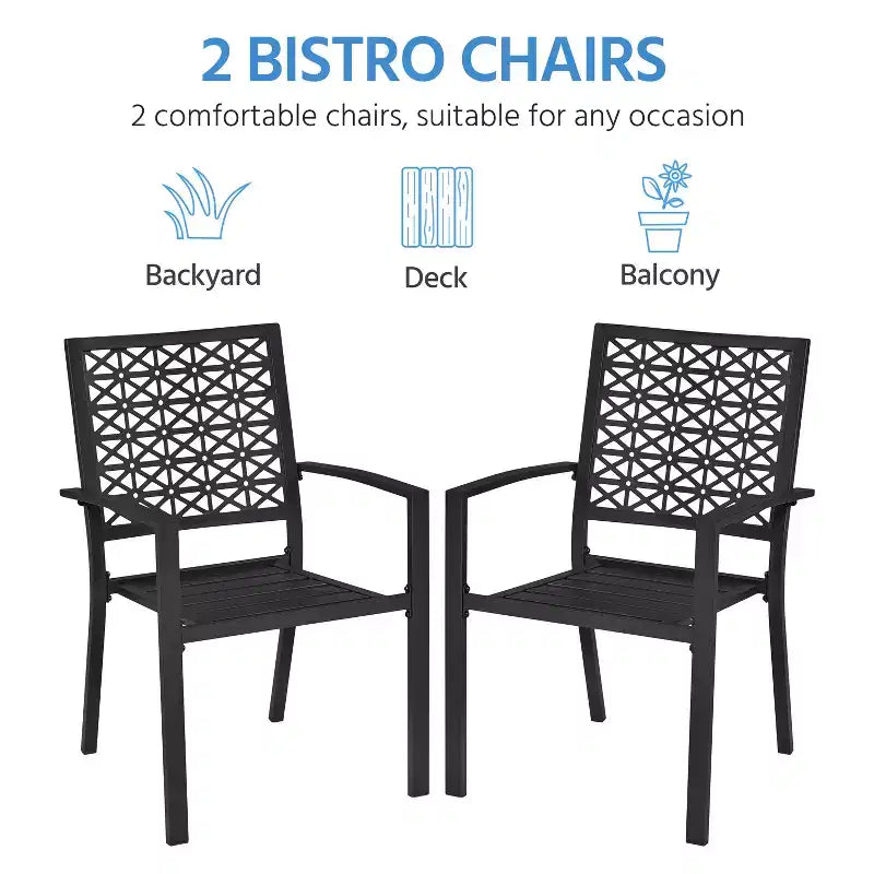 Yaheetech Lot de 2 chaises de salle à manger d'extérieur, Noir