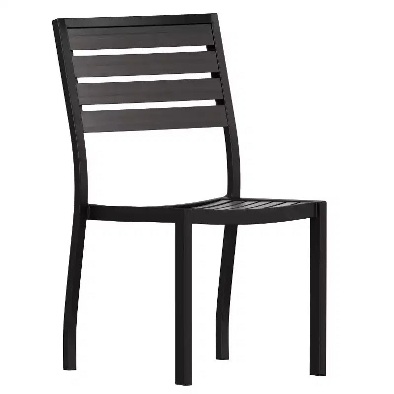Flash Furniture Lark Outdoor Side Chair with Faux Teak Poly Slats