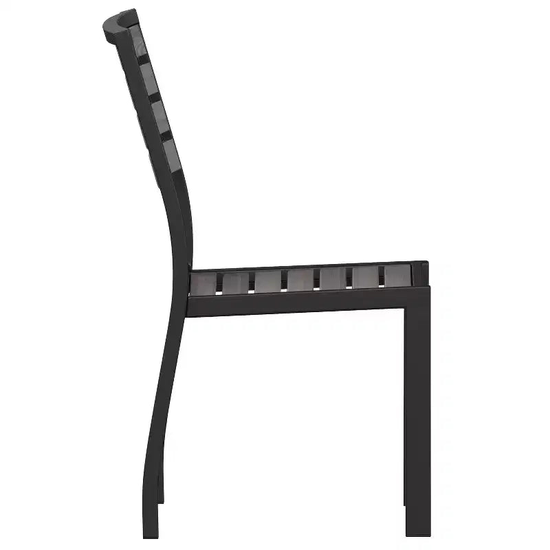 Chaise d'extérieur Flash Furniture Lark avec lattes en poly imitation teck