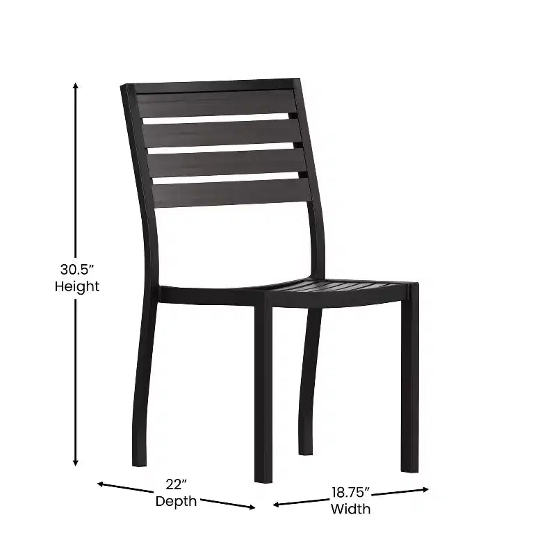 Chaise d'extérieur Flash Furniture Lark avec lattes en poly imitation teck