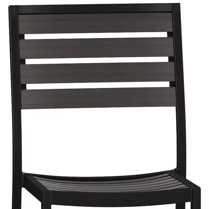Chaise d'extérieur Flash Furniture Lark avec lattes en poly imitation teck
