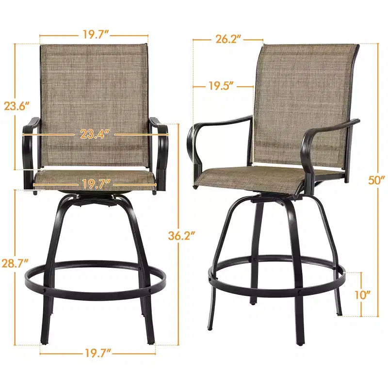 Tabourets de bar pivotants d'extérieur Yaheetech Chaises de bistrot de patio avec dossier haut et accoudoirs