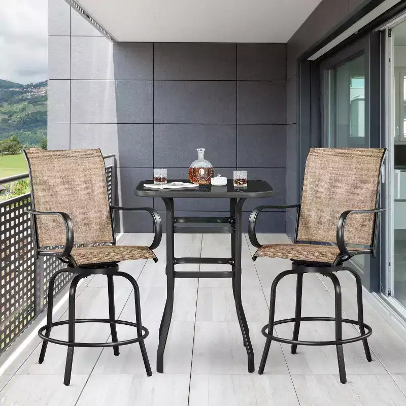 Tabourets de bar pivotants d'extérieur Yaheetech Chaises de bistrot de patio avec dossier haut et accoudoirs