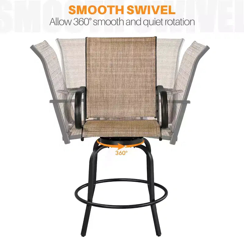 Tabourets de bar pivotants d'extérieur Yaheetech Chaises de bistrot de patio avec dossier haut et accoudoirs