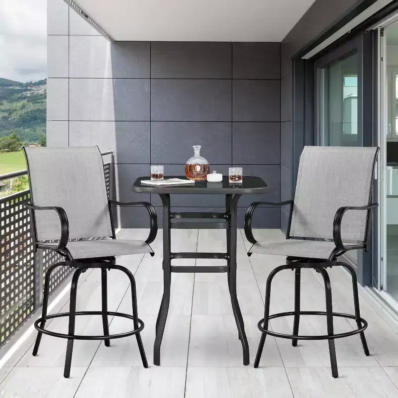 Tabourets de bar pivotants d'extérieur Yaheetech Chaises de bistrot de patio avec dossier haut et accoudoirs