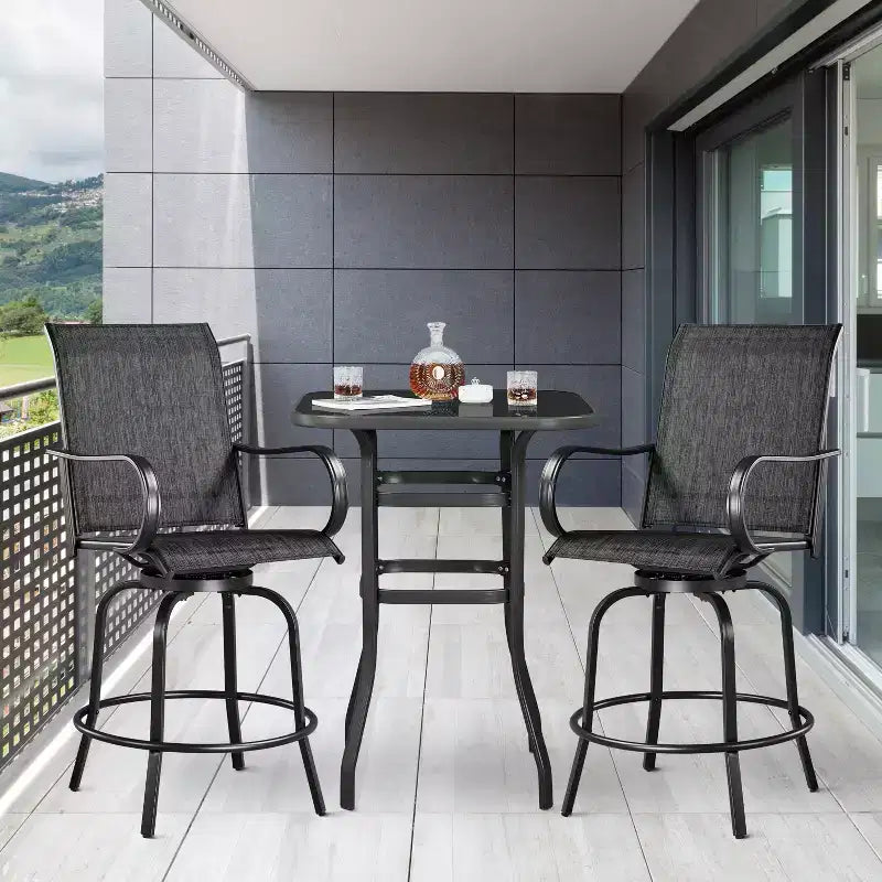 Tabourets de bar pivotants d'extérieur Yaheetech Chaises de bistrot de patio avec dossier haut et accoudoirs