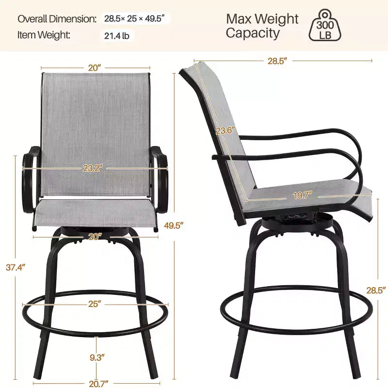 Tabourets de bar pivotants d'extérieur Yaheetech Chaises de bistrot de patio avec dossier haut et accoudoirs