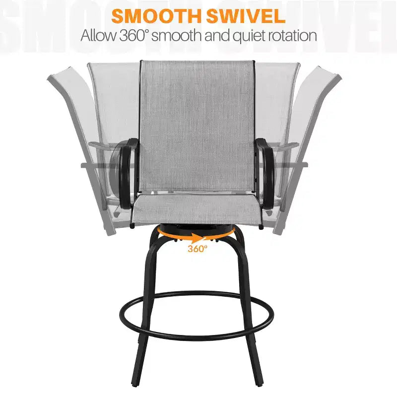 Tabourets de bar pivotants d'extérieur Yaheetech Chaises de bistrot de patio avec dossier haut et accoudoirs