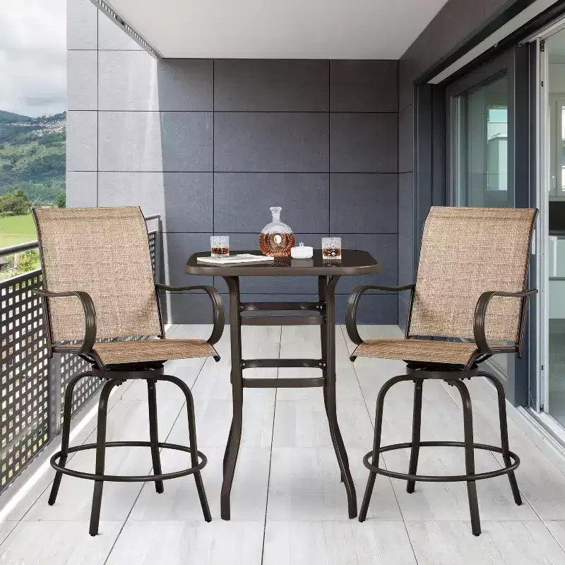 Tabourets de bar pivotants d'extérieur Yaheetech Chaises de bistrot de patio avec dossier haut et accoudoirs