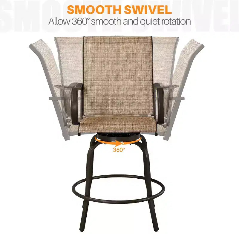 Tabourets de bar pivotants d'extérieur Yaheetech Chaises de bistrot de patio avec dossier haut et accoudoirs