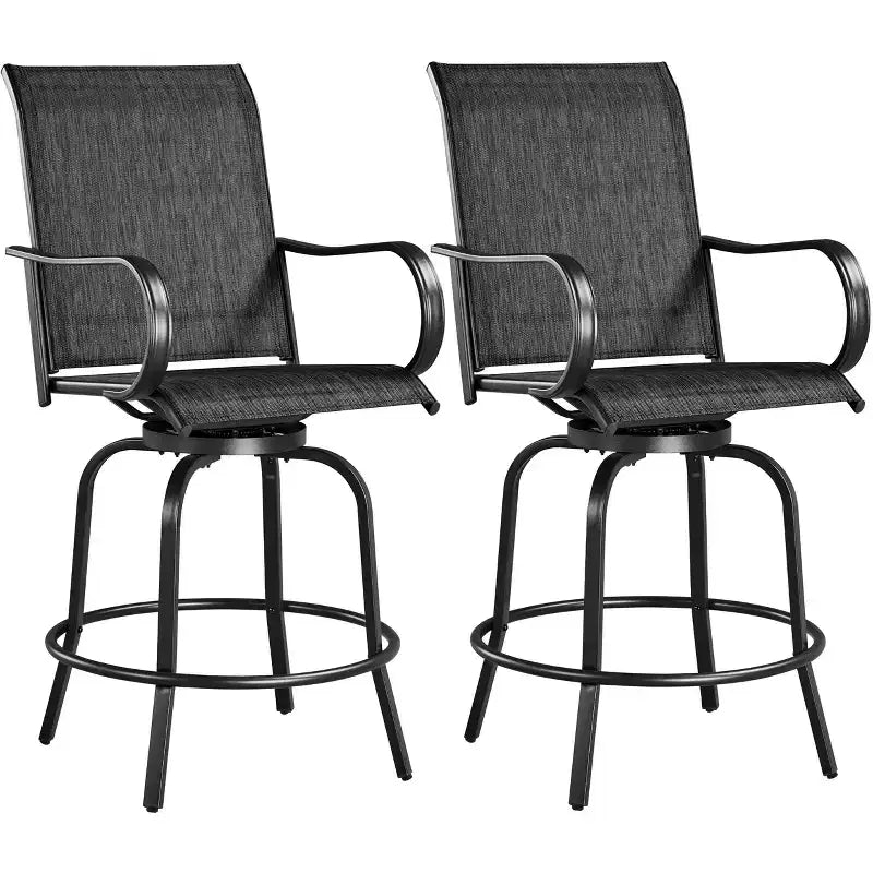 Yaheetech Outdoor Swivel Bar Stools Patio Bistro Chairs with High Back and Armrest
