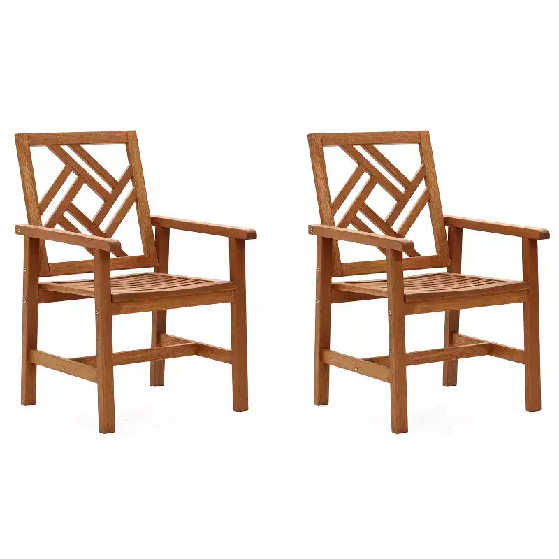 LuxenHome Carmel Solid Wood Outdoor Dining Chair, Set of 2